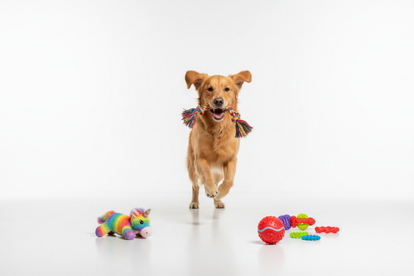 Σκύλος με παιχνίδια